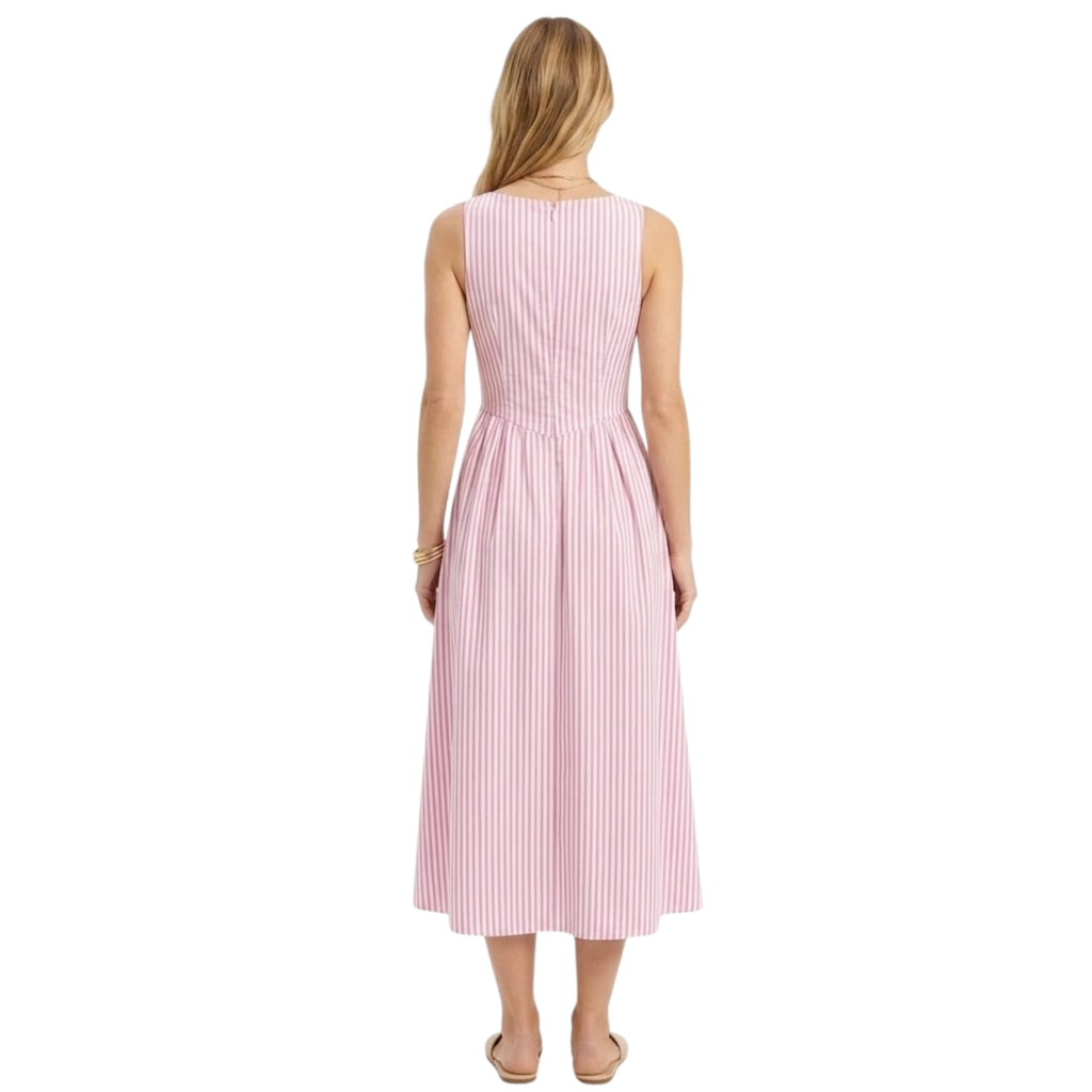 Women's Sleeveless Striped Maxi Dress – High Neck Summer Dress