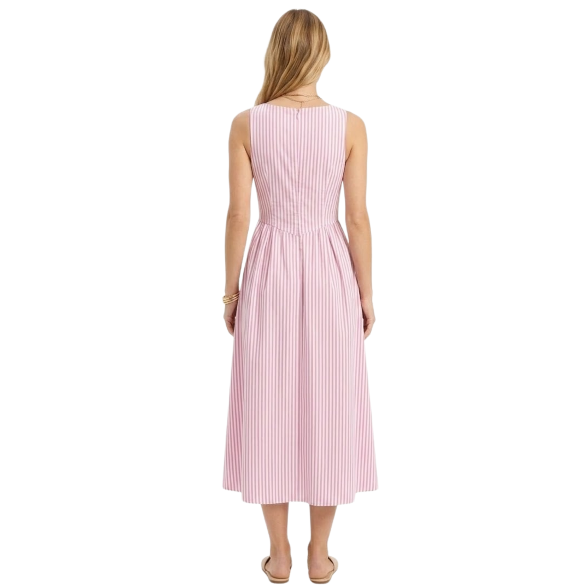 Women's Sleeveless Striped Maxi Dress – High Neck Summer Dress