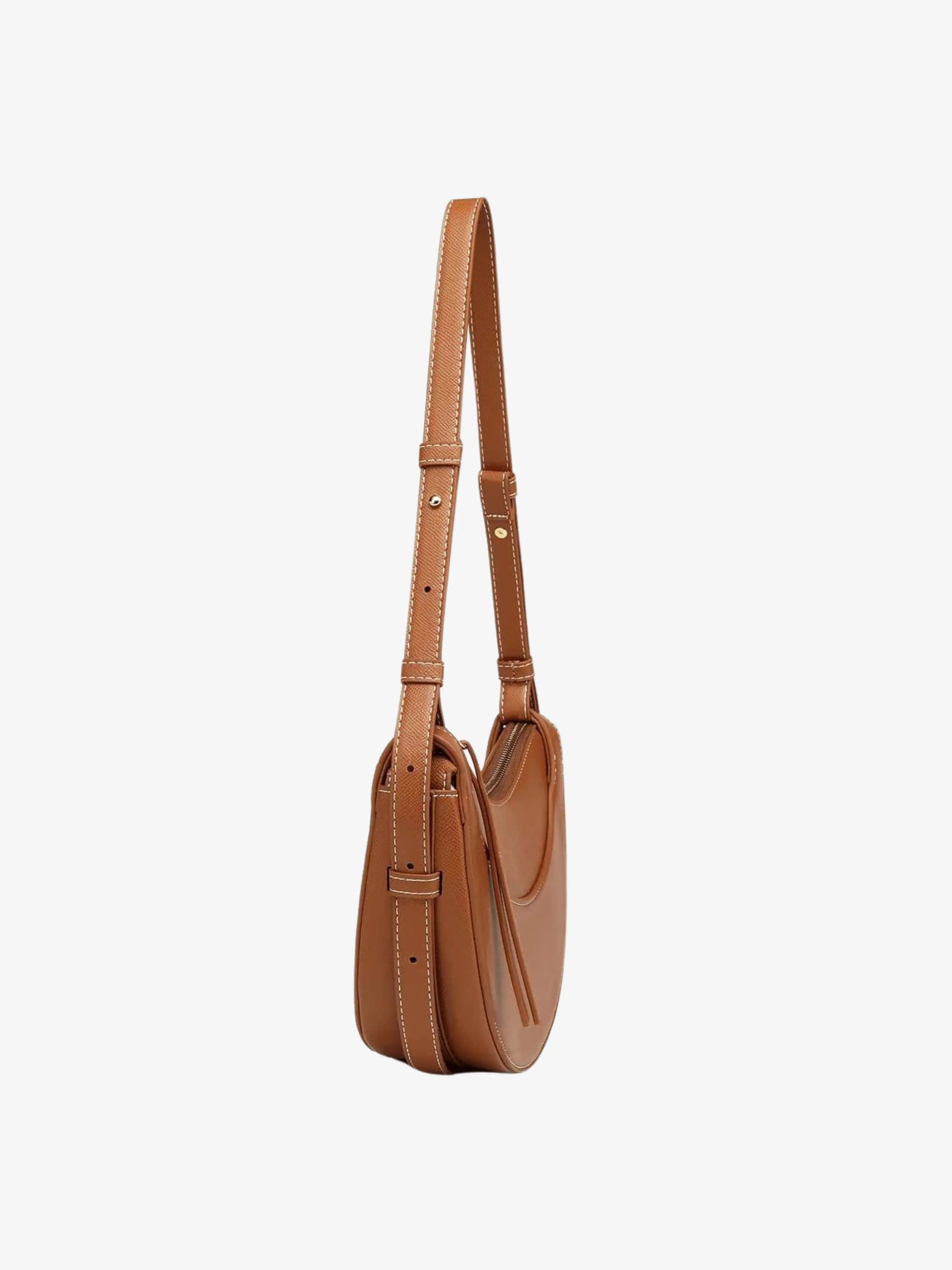 Women's Curved Crossbody Bag with Tassel - Adjustable Everyday Carry