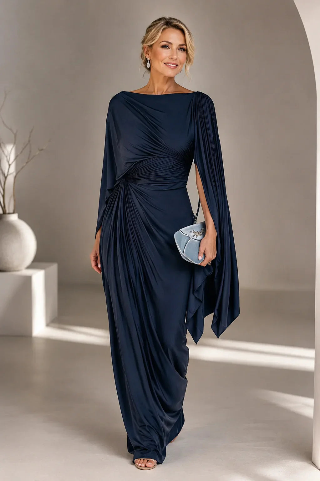 Women's Pleated Maxi Dress - Flowing Elegant Occasion Style