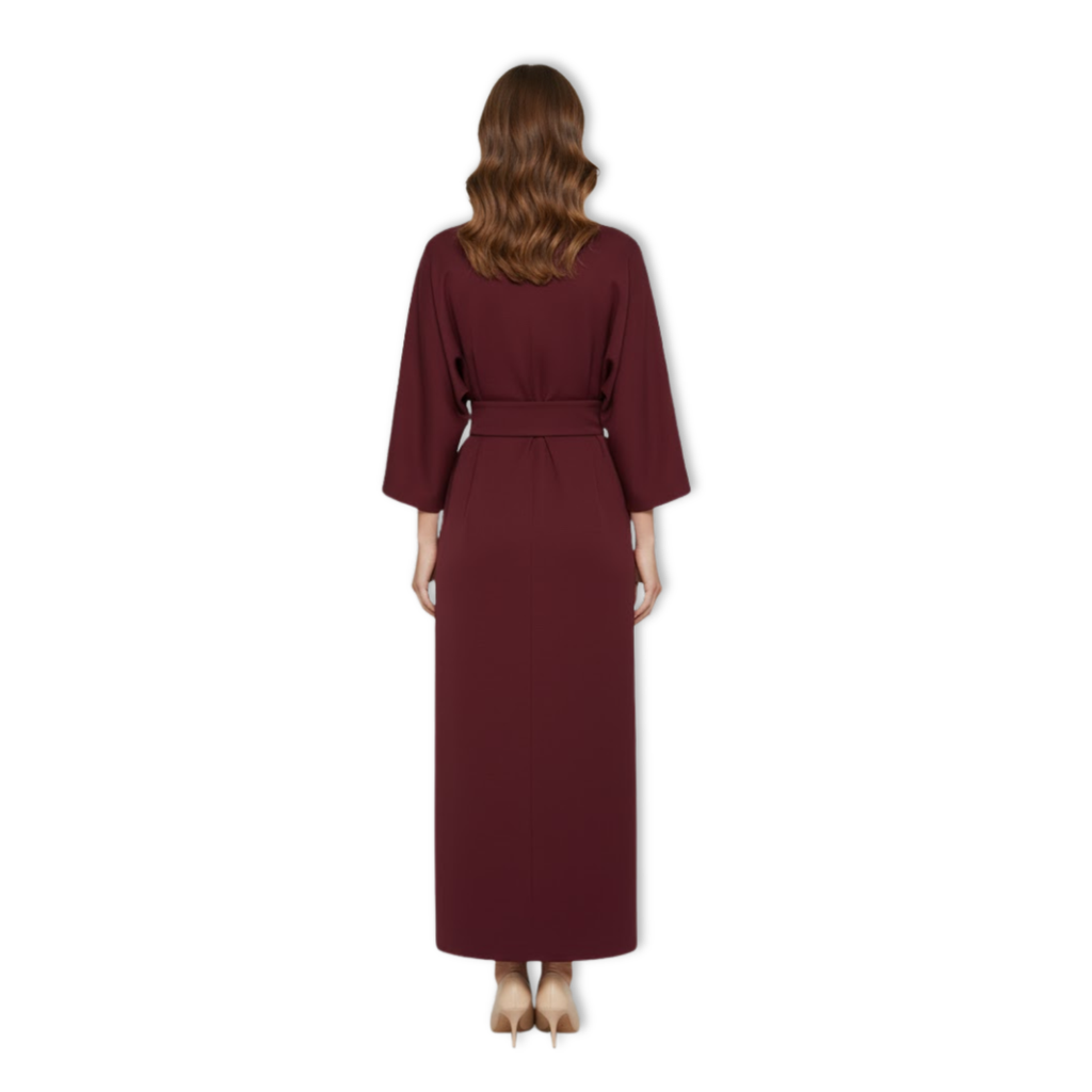 Women's Batwing Sleeve Maxi Dress – Defined Waist Flowy Dress