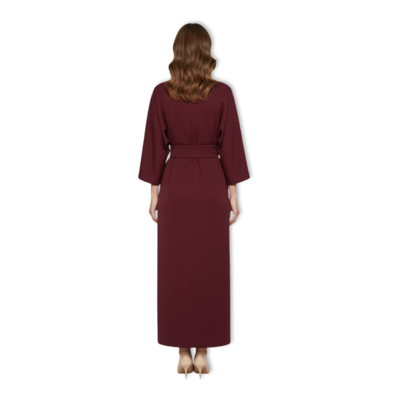 Women's Batwing Sleeve Maxi Dress – Defined Waist Flowy Dress