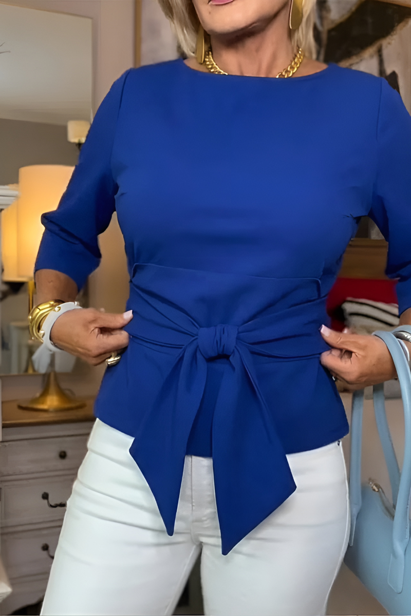 Women's Tie-Waist Top - Stylish Feminine Everyday Blouse