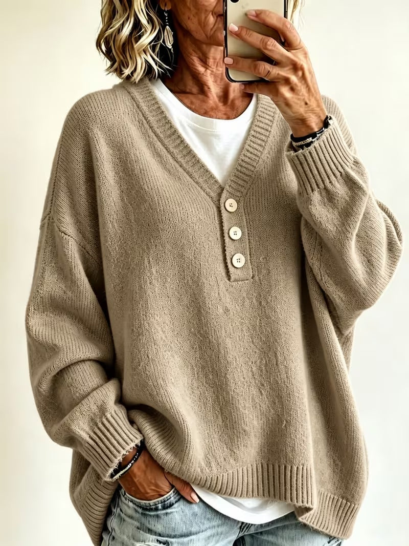 Women’s Solid Color Casual Sweater – Soft Cozy Everyday Style