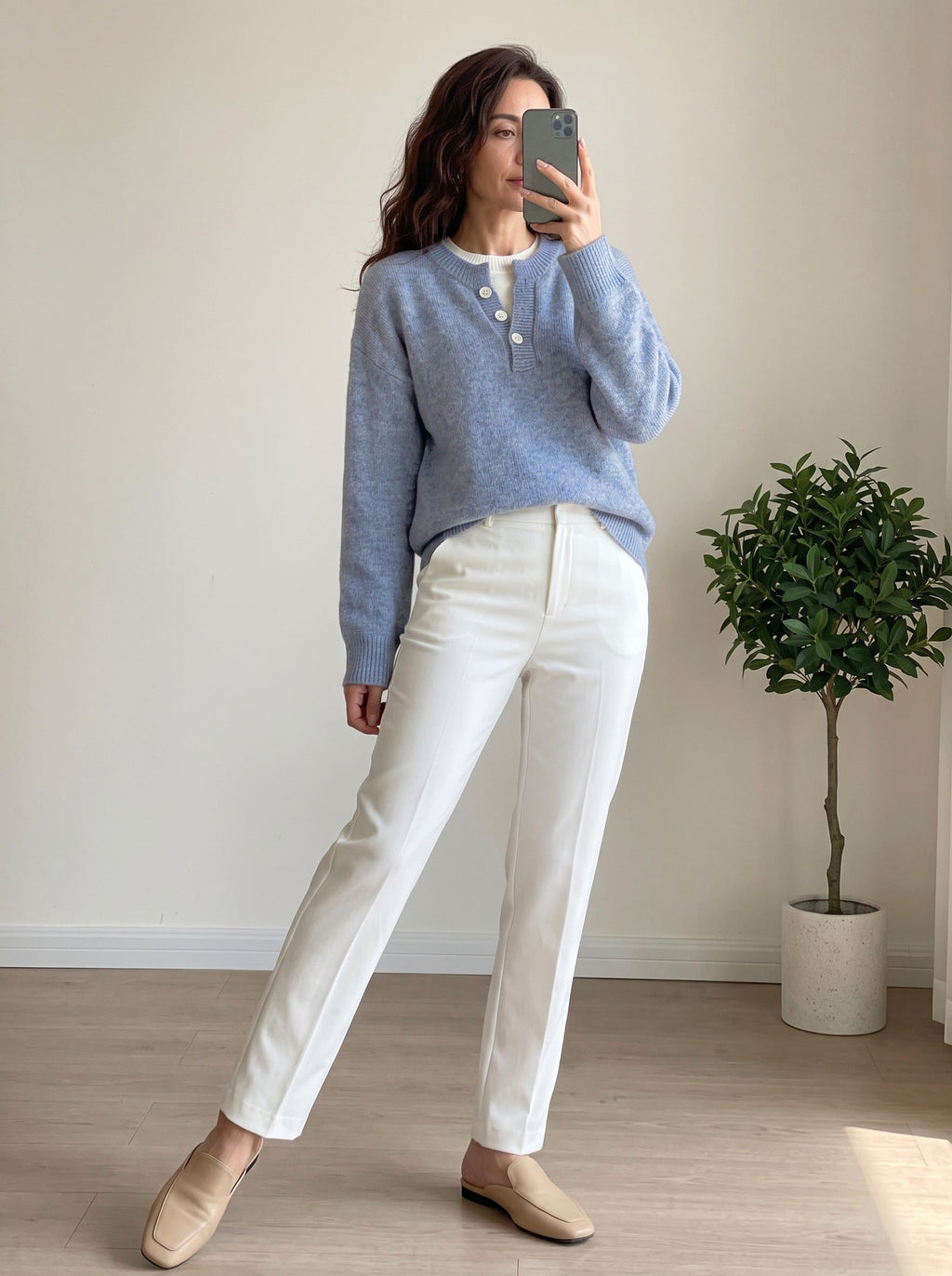 Faux Two-Piece Half-Zip Sweater - Modern and Cozy