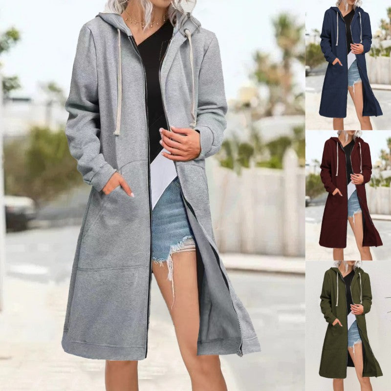 Women's Zipper Cardigan Hoodie - Soft Multicolor Relaxed Layer