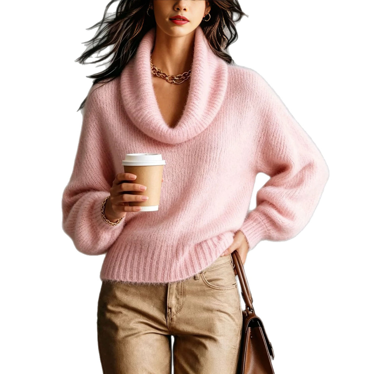 Loose-Fit Turtleneck Sweater - Soft and Trendy