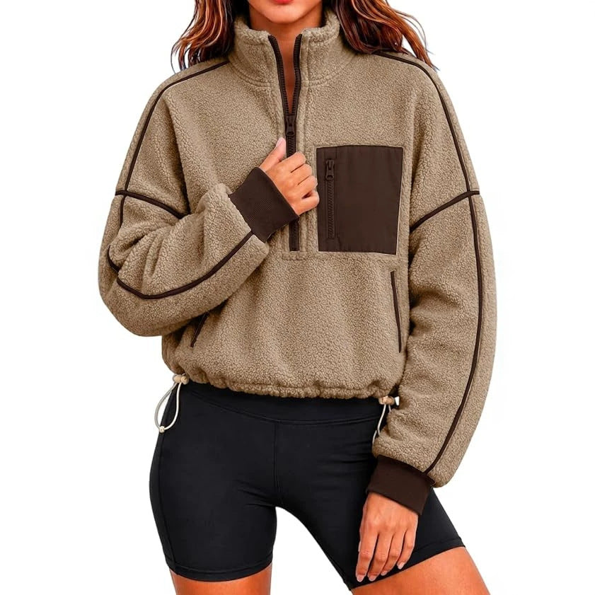 Cropped Drawstring Sweatshirt - Casual and Modern