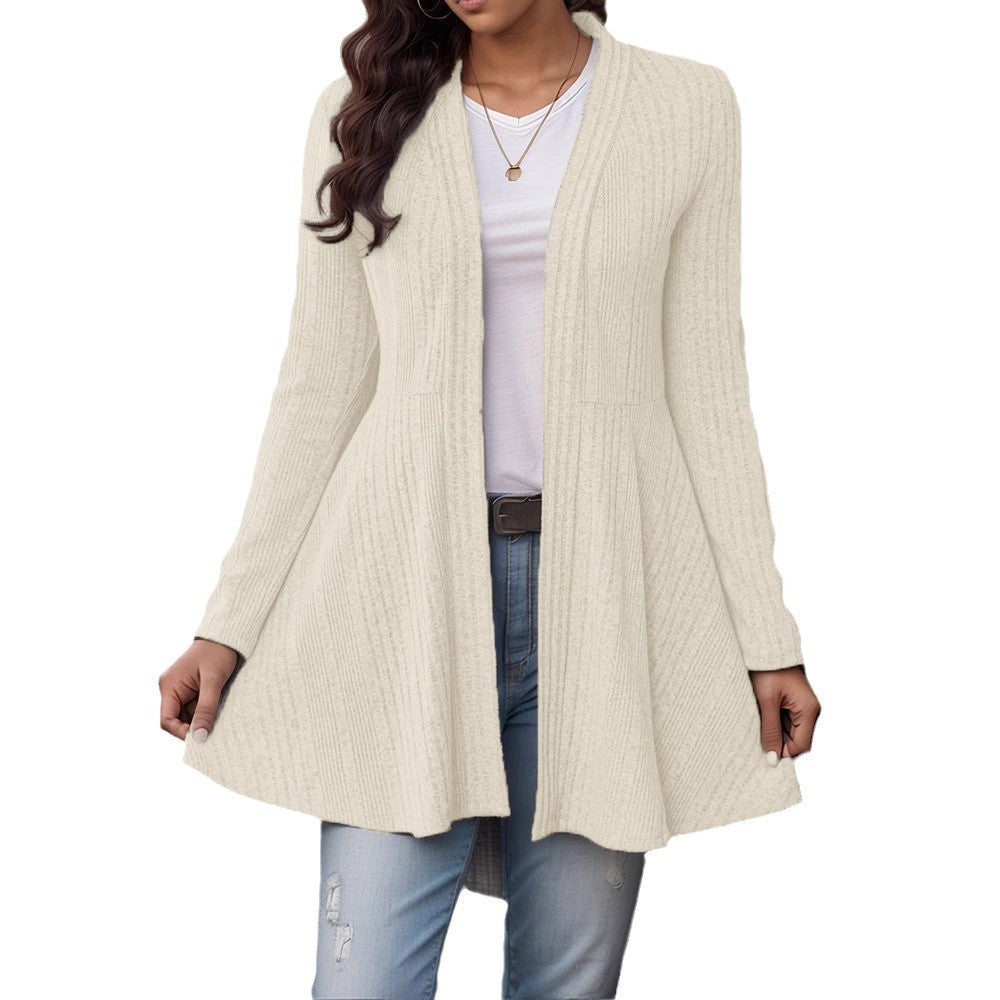 Women’s Striped Brushed Cardigan Top – Soft Cozy Casual Everyday Layering Style