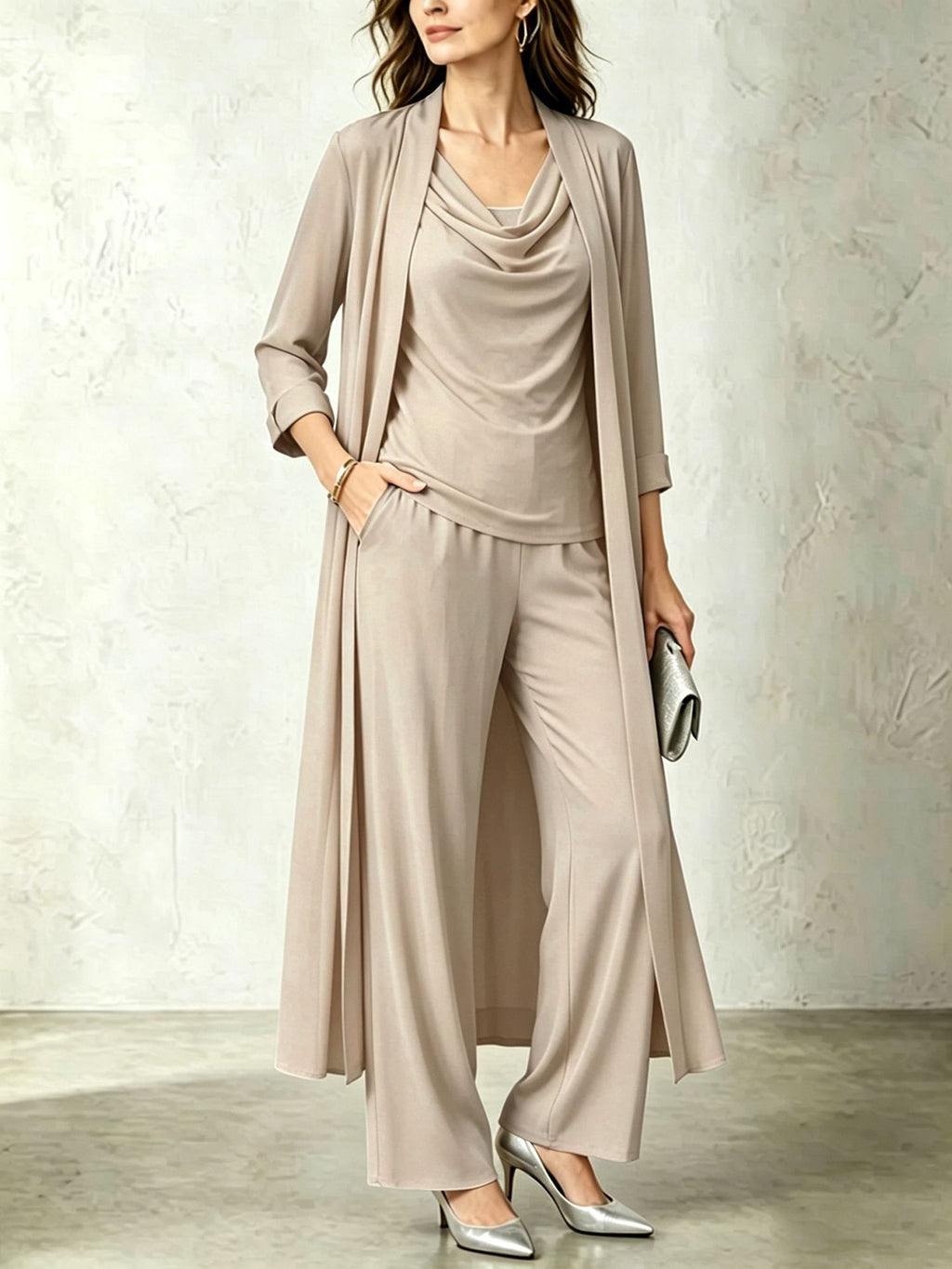 Women's Three-Piece Cardigan Set - Long Layered Casual Outfit