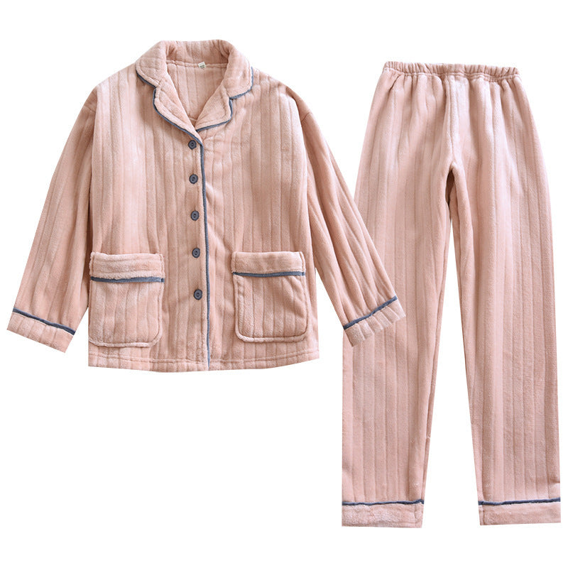 Women’s Stylish Coral Fleece Pajama Set – Thickened Lined Cozy Sleepwear