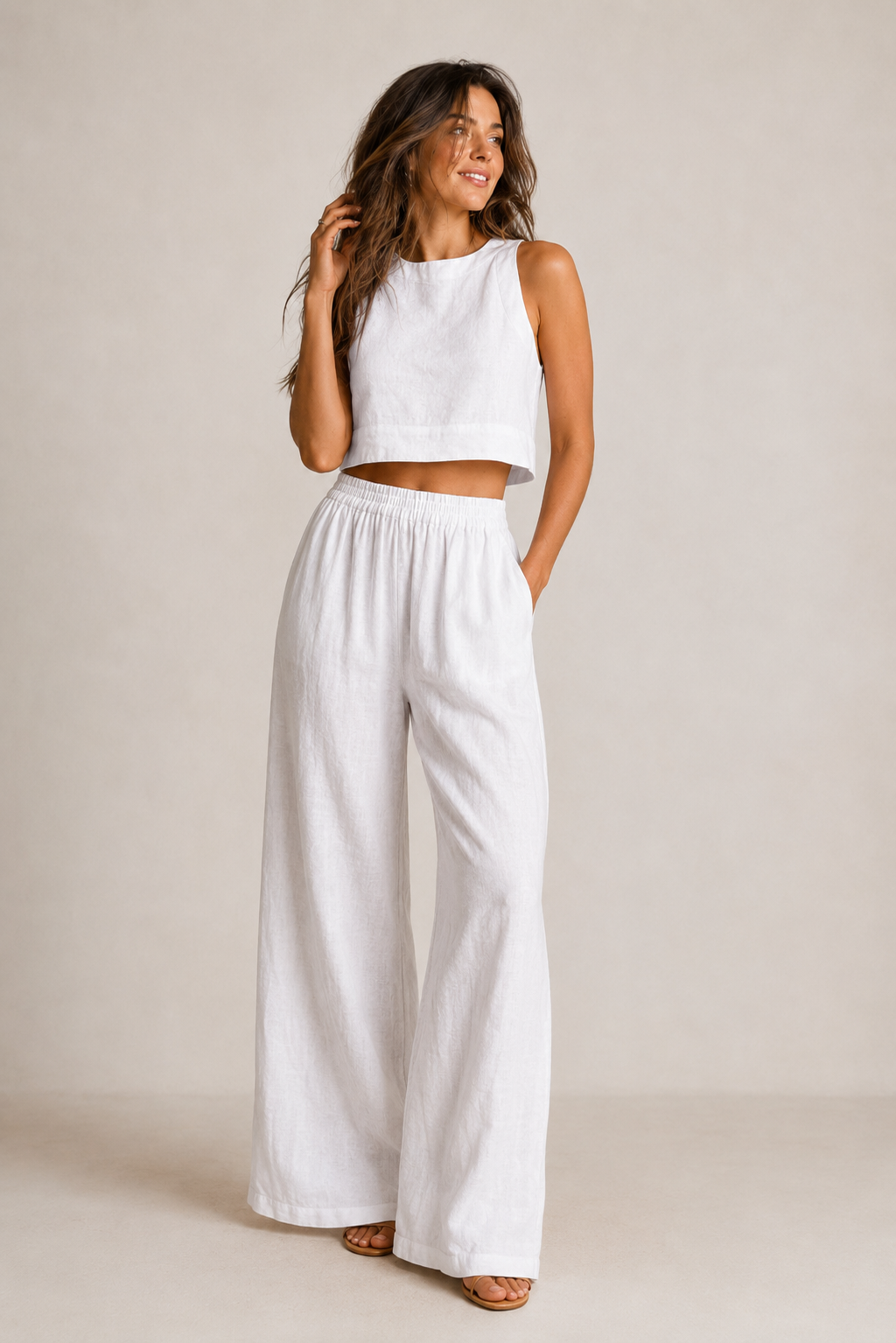 Women's Cotton Two-Piece Summer Set - Relaxed Matching Outfit