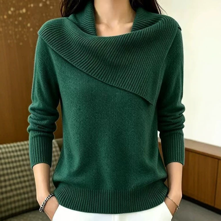 Women's Relaxed Fit Lapel Sweater - Soft Everyday Cozy Knit