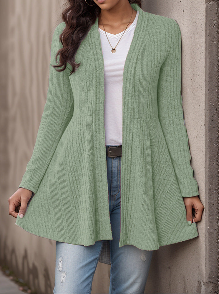 Women’s Striped Brushed Cardigan Top – Soft Cozy Casual Everyday Layering Style