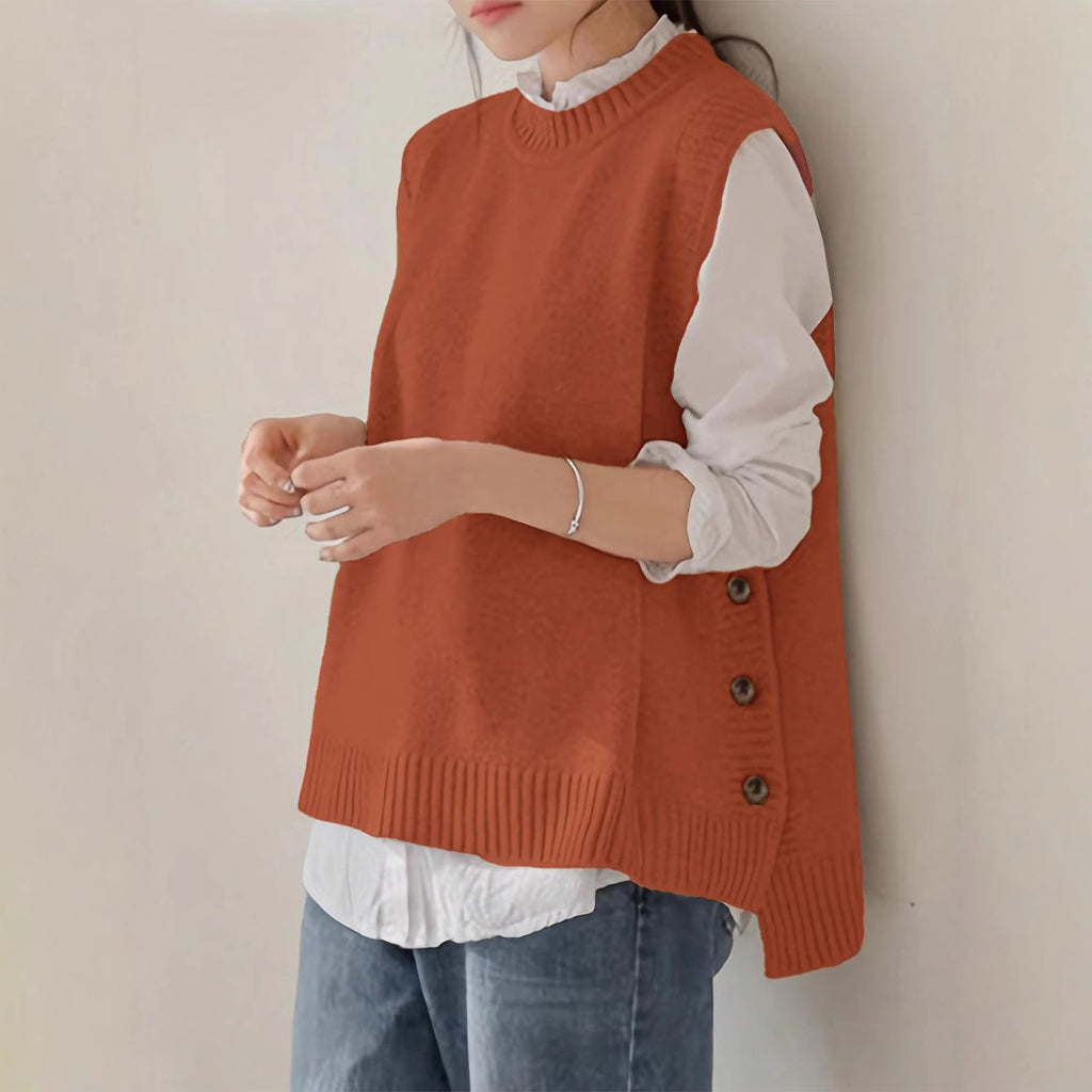 Women’s Retro Sleeveless Sweater Vest – Vintage Cozy Layering Style
