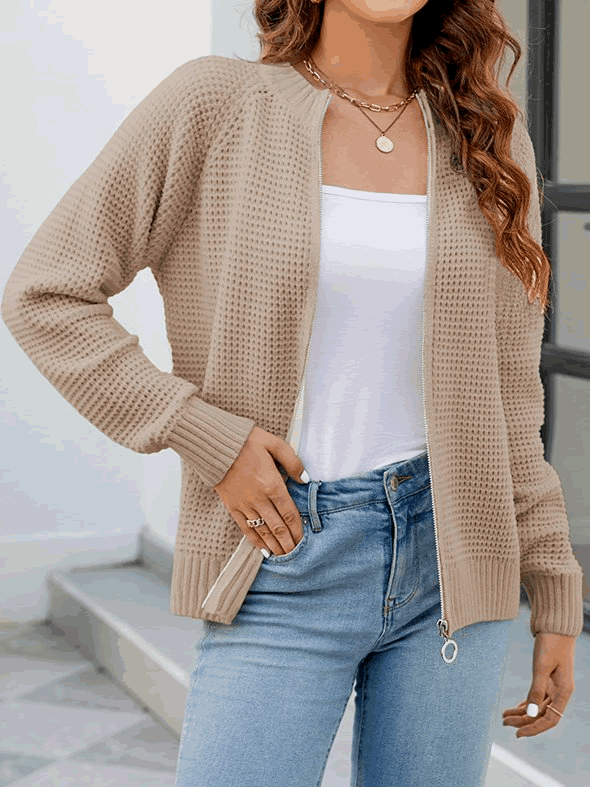 Women's Zip-Up Cardigan - Casual Long Sleeve Everyday Layer