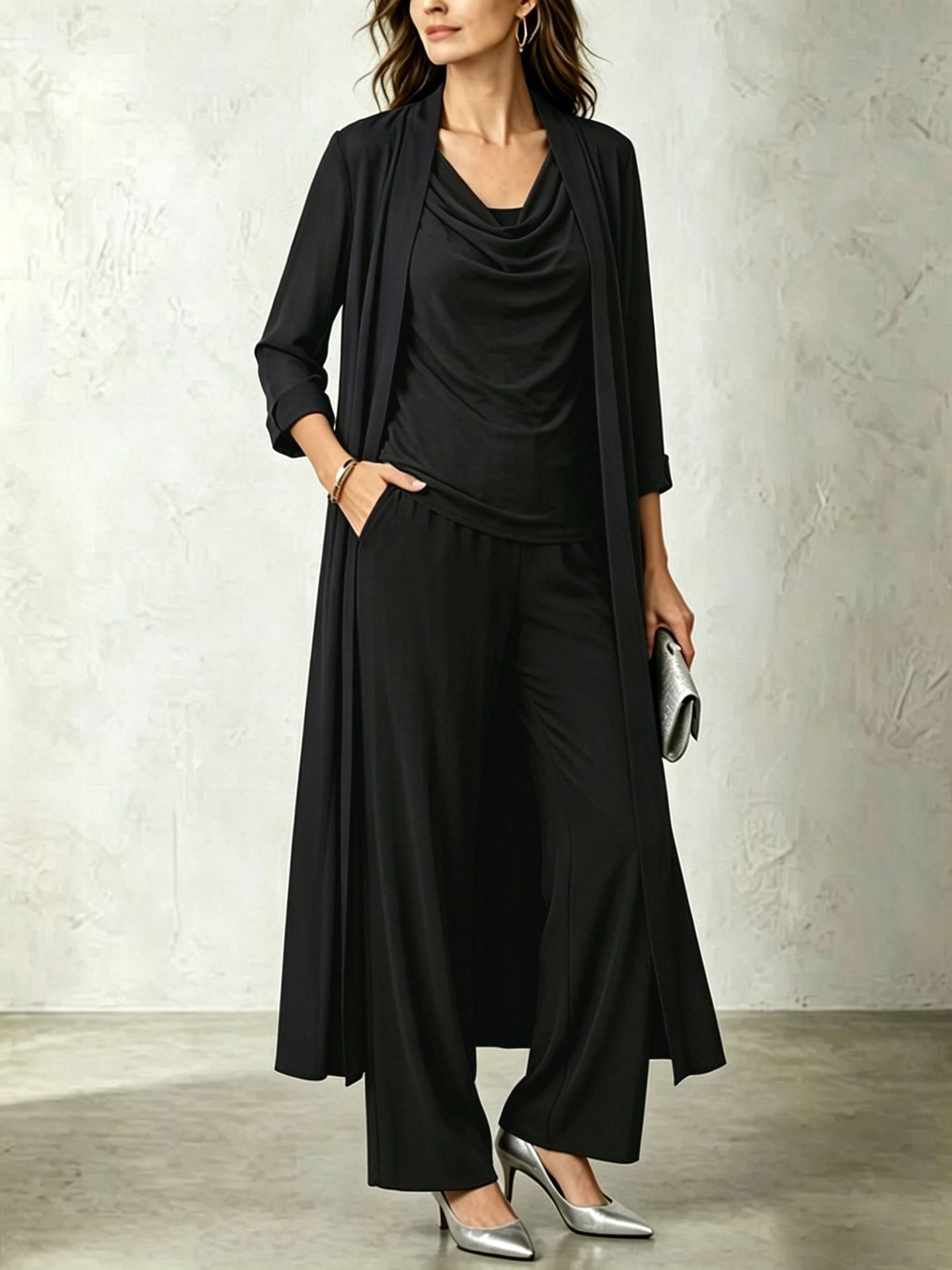 Women's Three-Piece Cardigan Set - Long Layered Casual Outfit