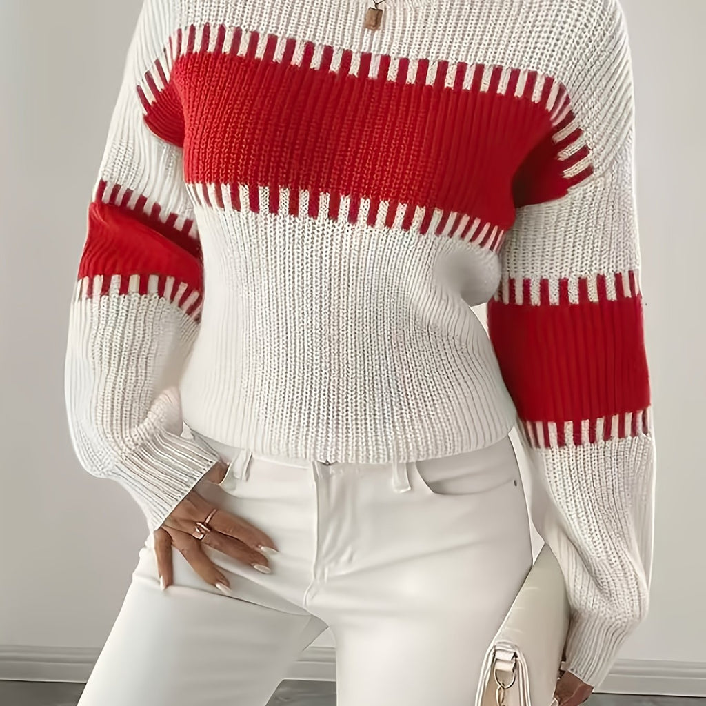 Women’s Colorblock Striped Sweater – Soft Casual Knit
