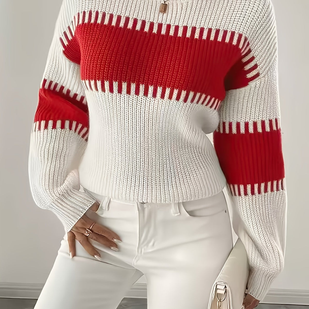 Women’s Colorblock Striped Sweater – Soft Casual Knit