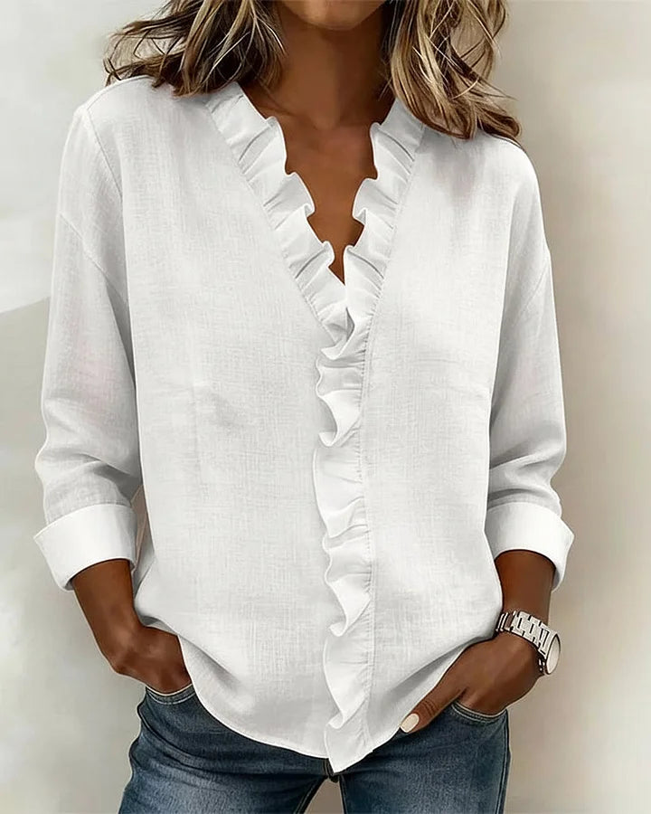 Women’s Lightweight V-Neck Blouse – Fluid Everyday Top