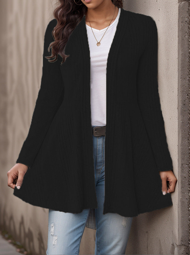 Women’s Striped Brushed Cardigan Top – Soft Cozy Casual Everyday Layering Style