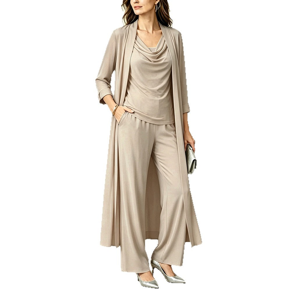Women's Three-Piece Cardigan Set - Long Layered Casual Outfit