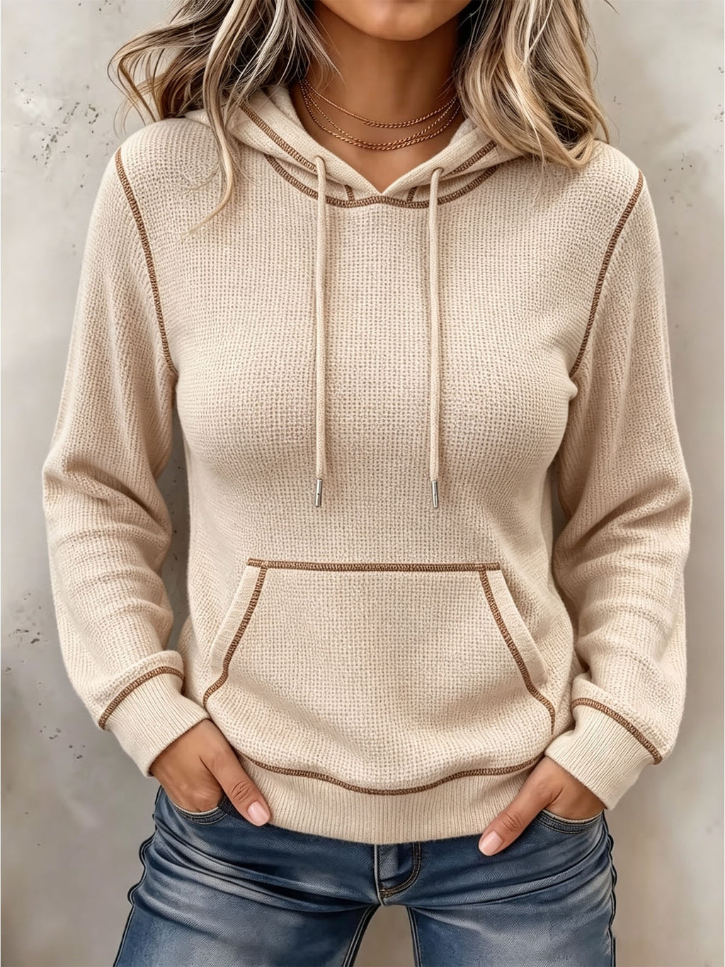 Drawstring Hooded Hoodie - Soft and Casual