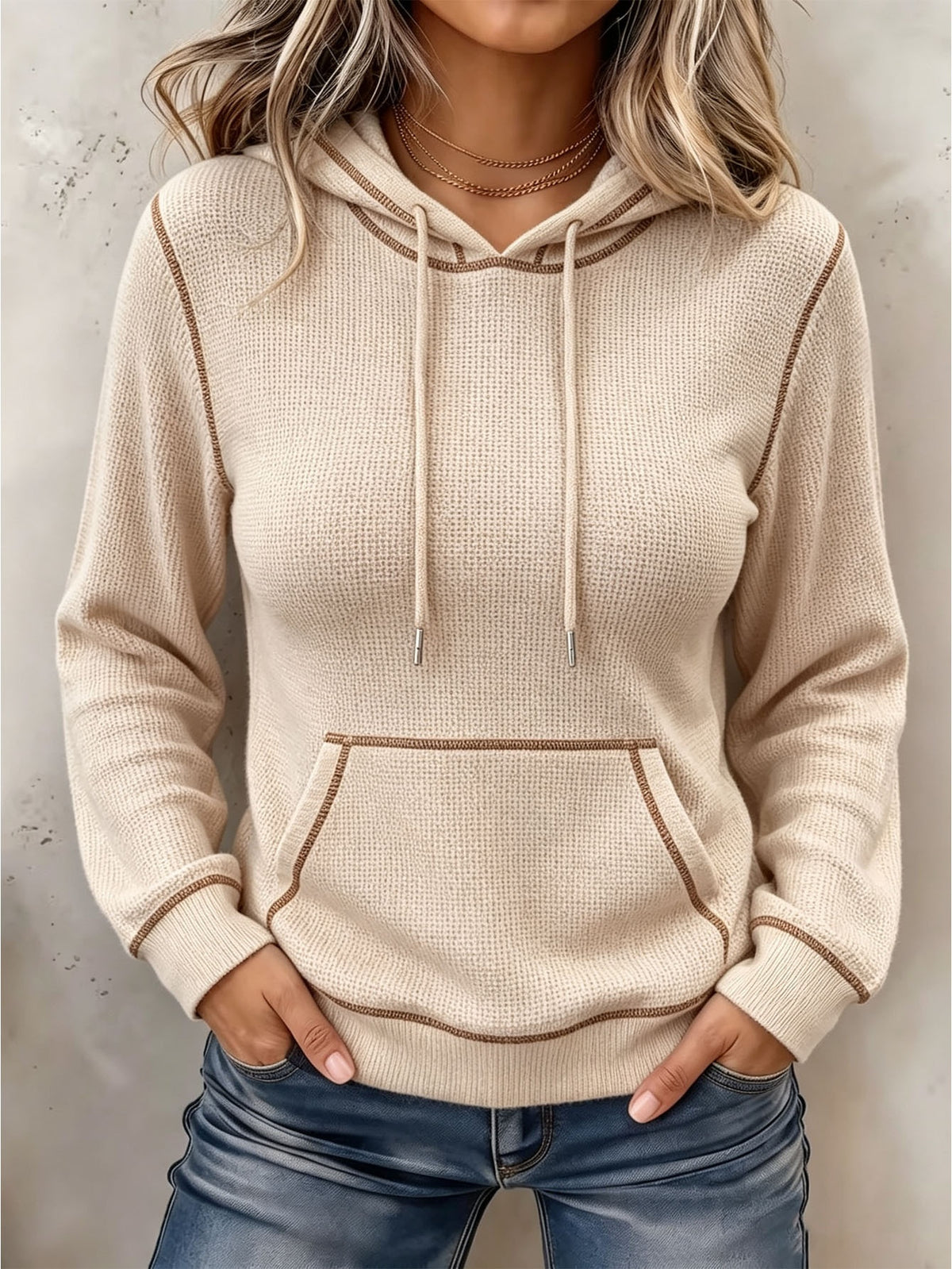 Drawstring Hooded Hoodie - Soft and Casual