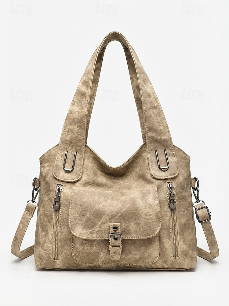 Vintage PU Hobo Shoulder Bag - Roomy and Lightweight