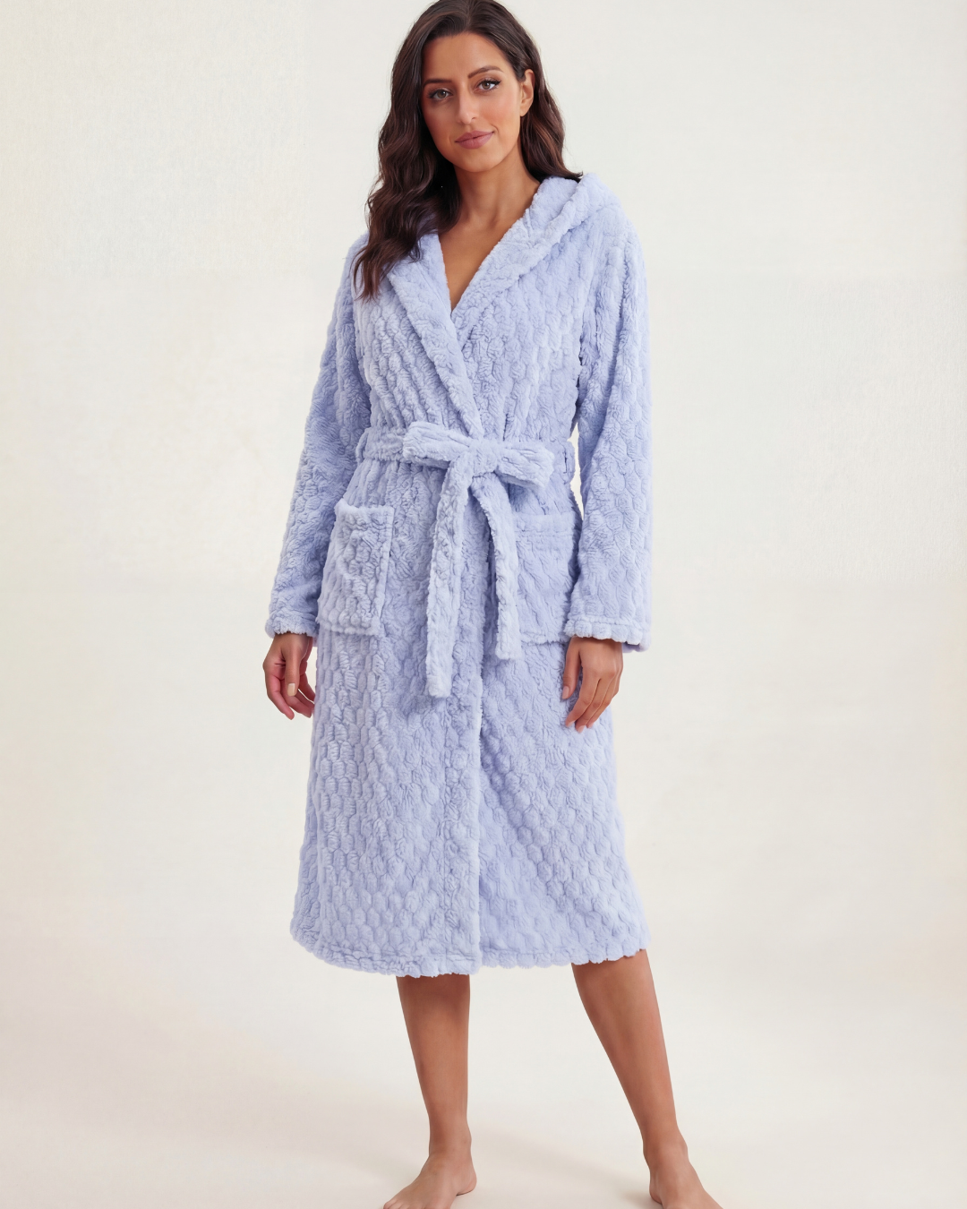 Women’s Hooded Plush Bathrobe – Coral Velvet Fast-Drying Spa and Beach Robe