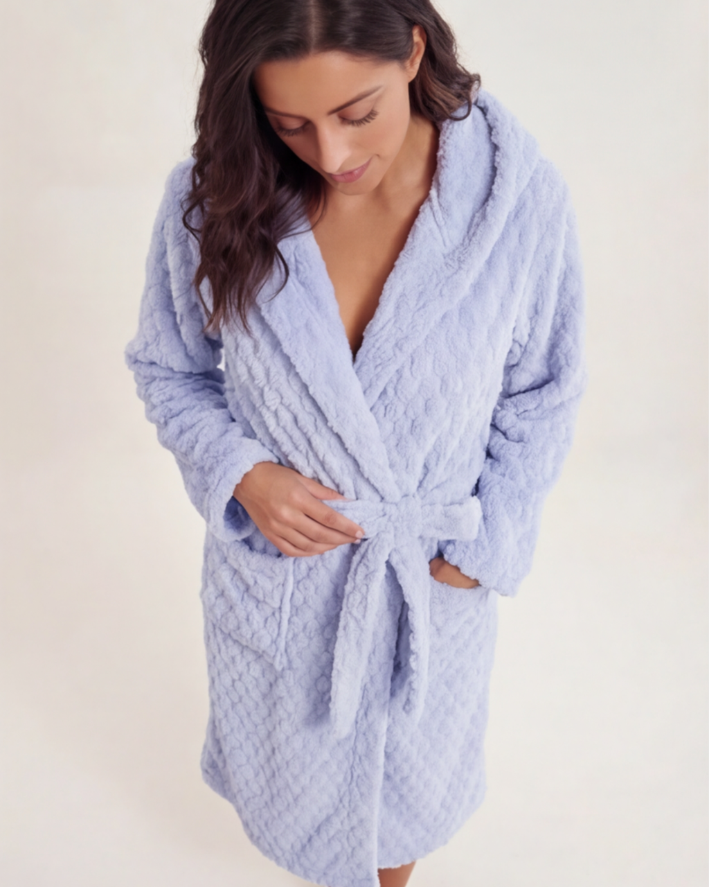 Women’s Hooded Plush Bathrobe – Coral Velvet Fast-Drying Spa and Beach Robe