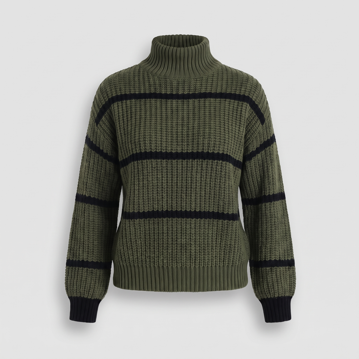 Women’s Striped Stand-Collar Sweater - Soft and Modern