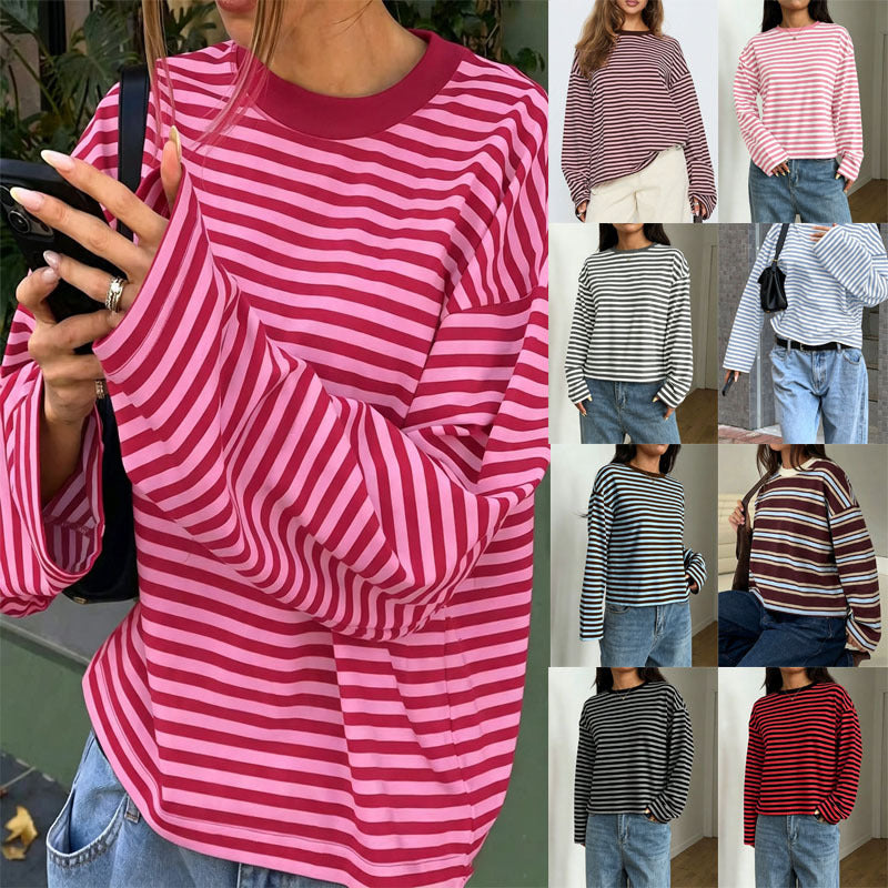 Crewneck Color-Block Shirt - Soft and Versatile