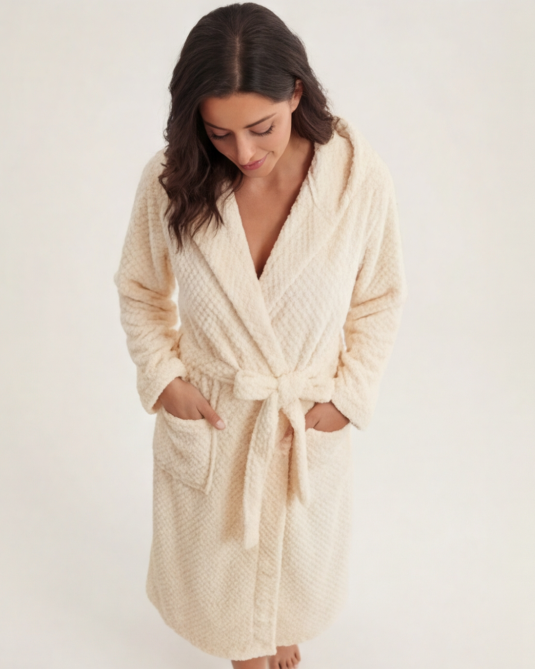 Women’s Hooded Plush Bathrobe – Coral Velvet Fast-Drying Spa and Beach Robe