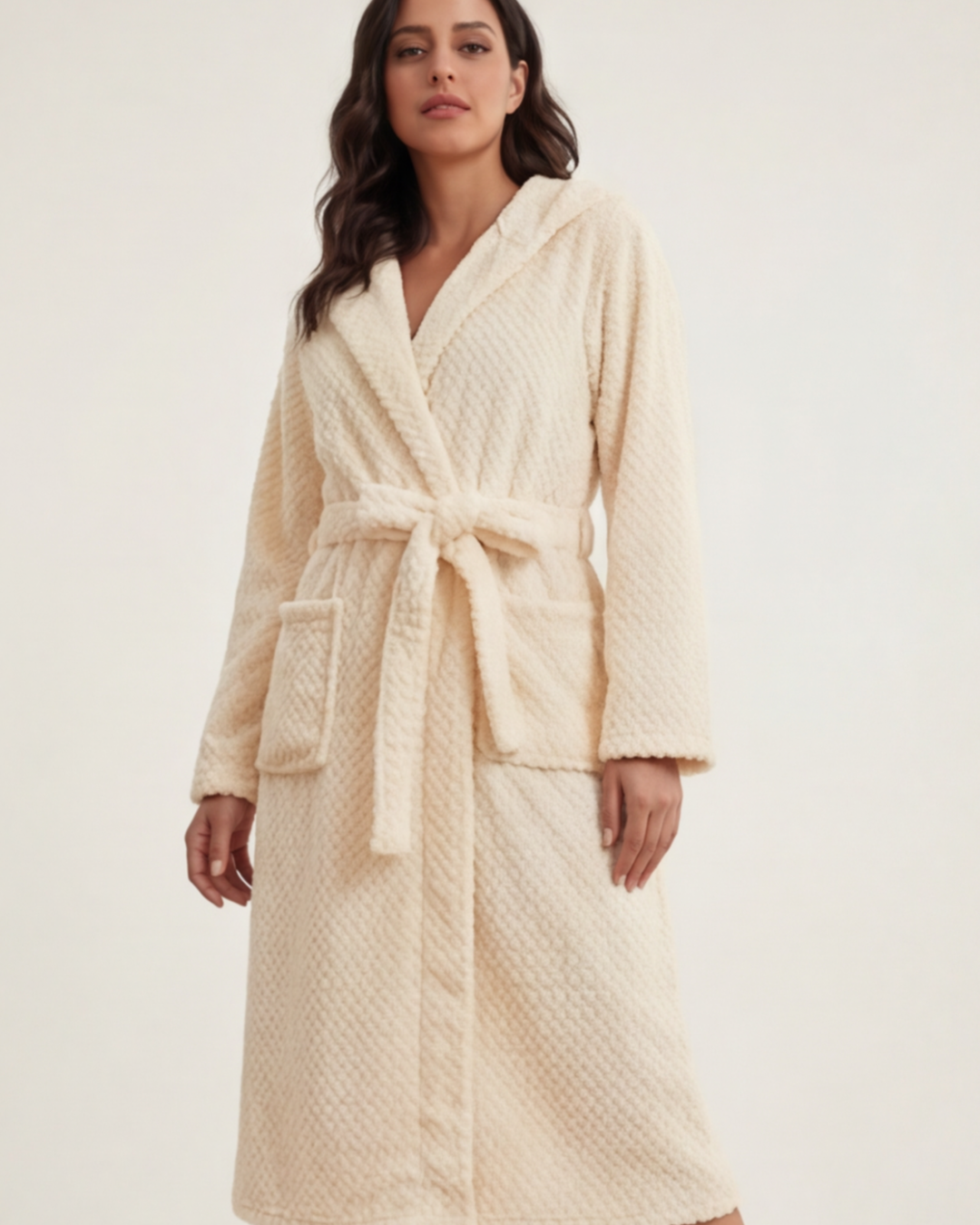 Women’s Hooded Plush Bathrobe – Coral Velvet Fast-Drying Spa and Beach Robe