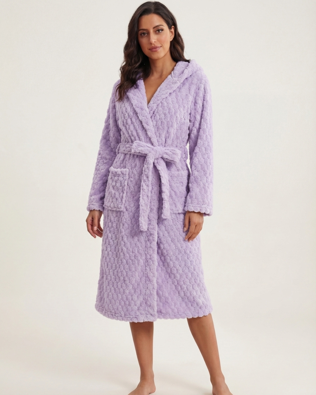 Women’s Hooded Plush Bathrobe – Coral Velvet Fast-Drying Spa and Beach Robe