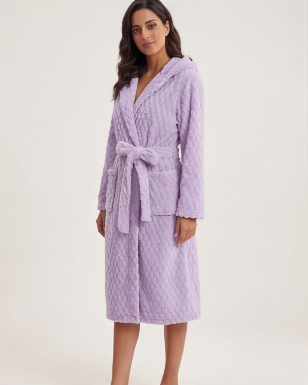 Women’s Hooded Plush Bathrobe – Coral Velvet Fast-Drying Spa and Beach Robe