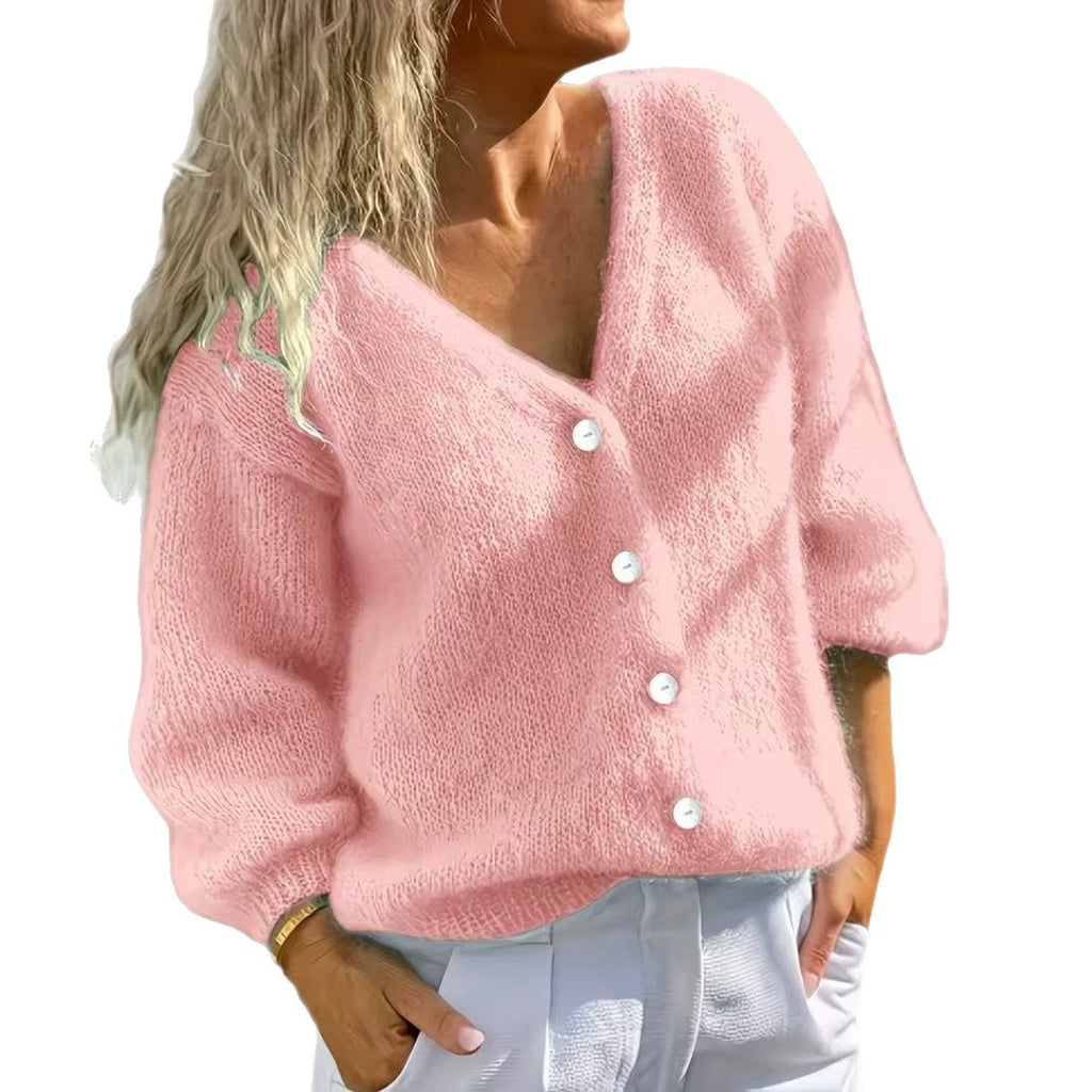 Button-Front Cardigan Sweater Jacket - Simple and Soft