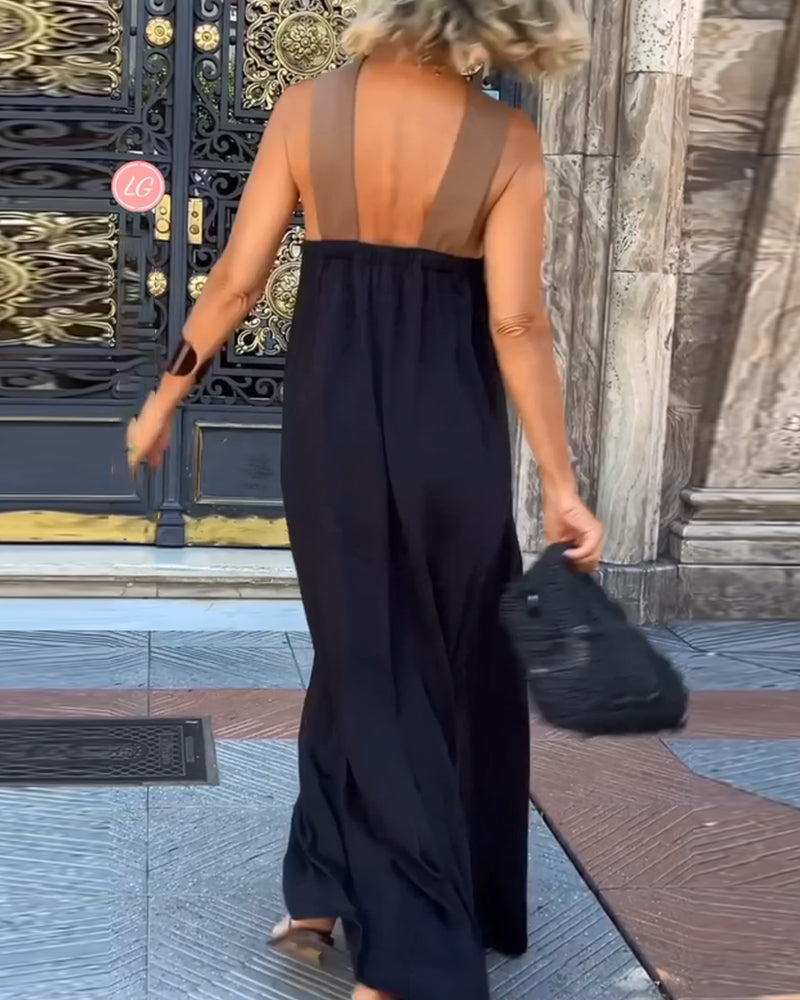 Women's Cross Neck Maxi Dress – Elegant Summer Occasion Dress