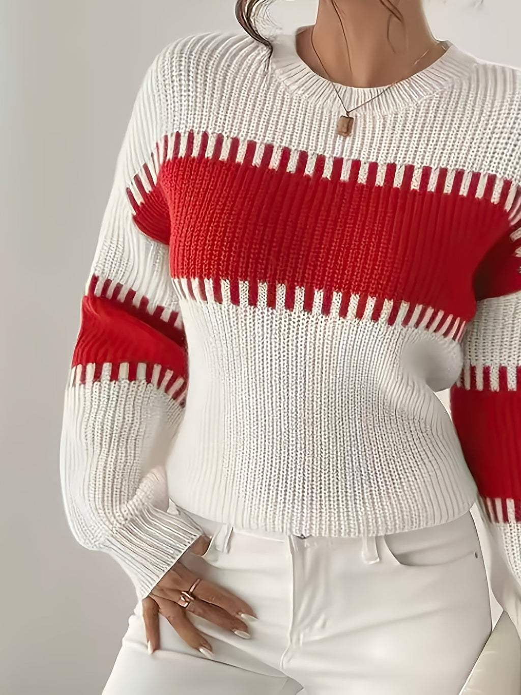 Women’s Colorblock Striped Sweater – Soft Casual Knit