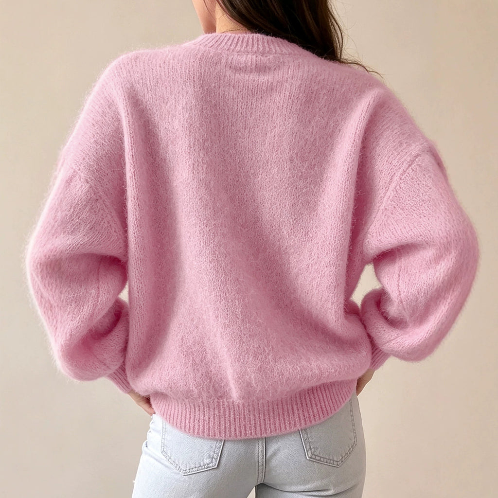 Round-Neck Loose Knit Sweater - Soft and Comfortable