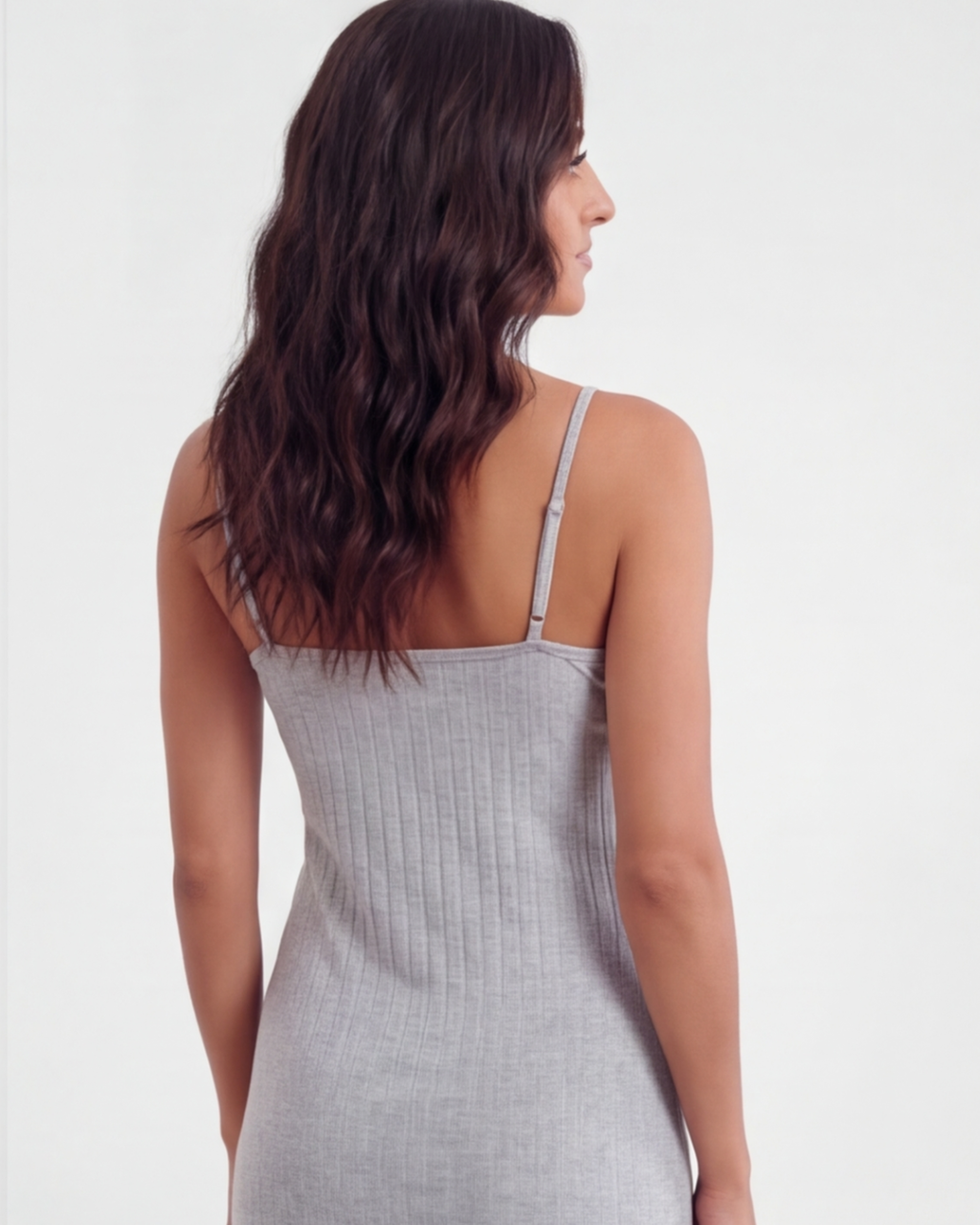 Women’s Grey Cotton Spaghetti Strap Nightgown – Sleeveless Mini Night Wear