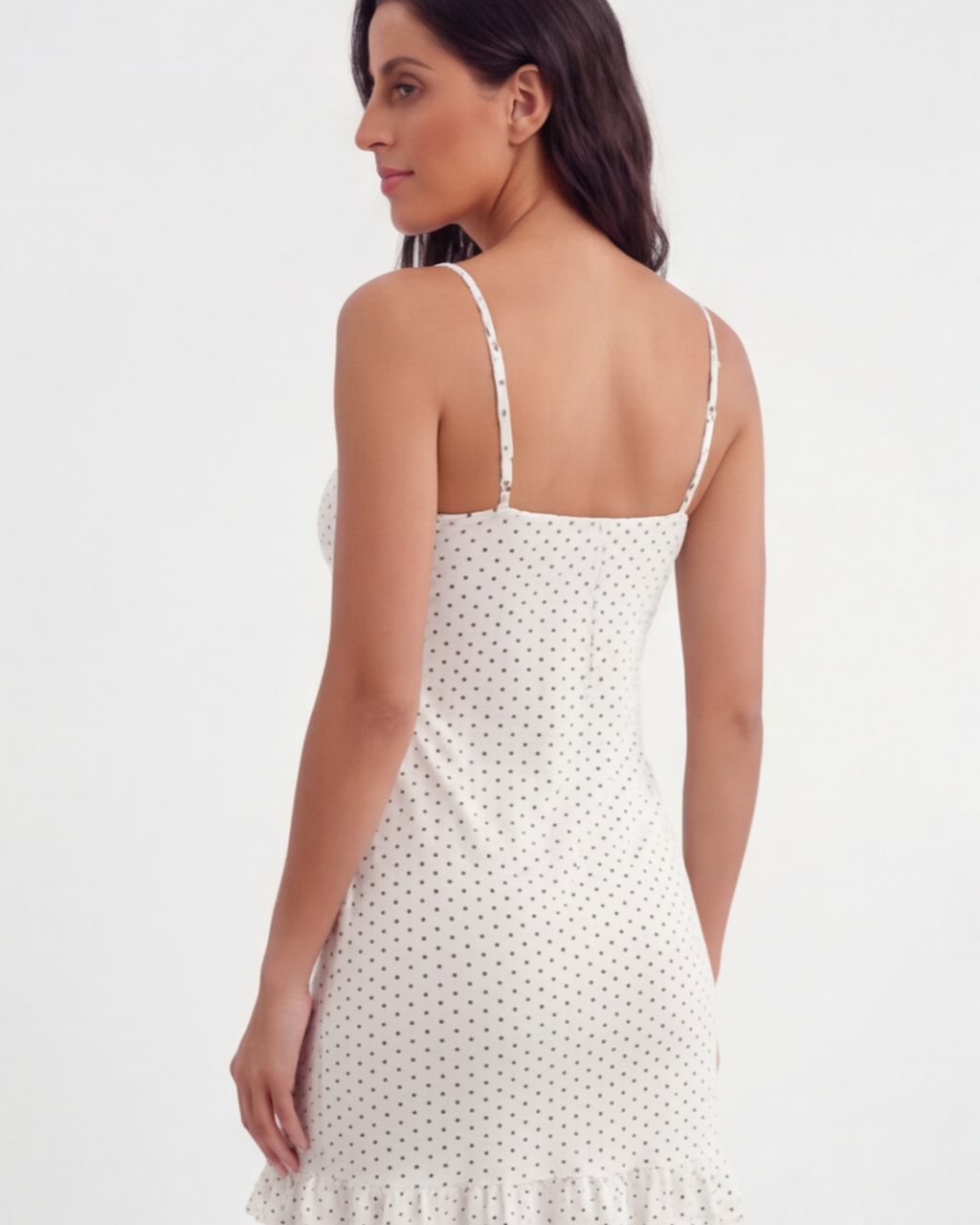 Women’s Summer Polka Dot Mini Nightdress – Elegant Spaghetti Strap Sleepwear