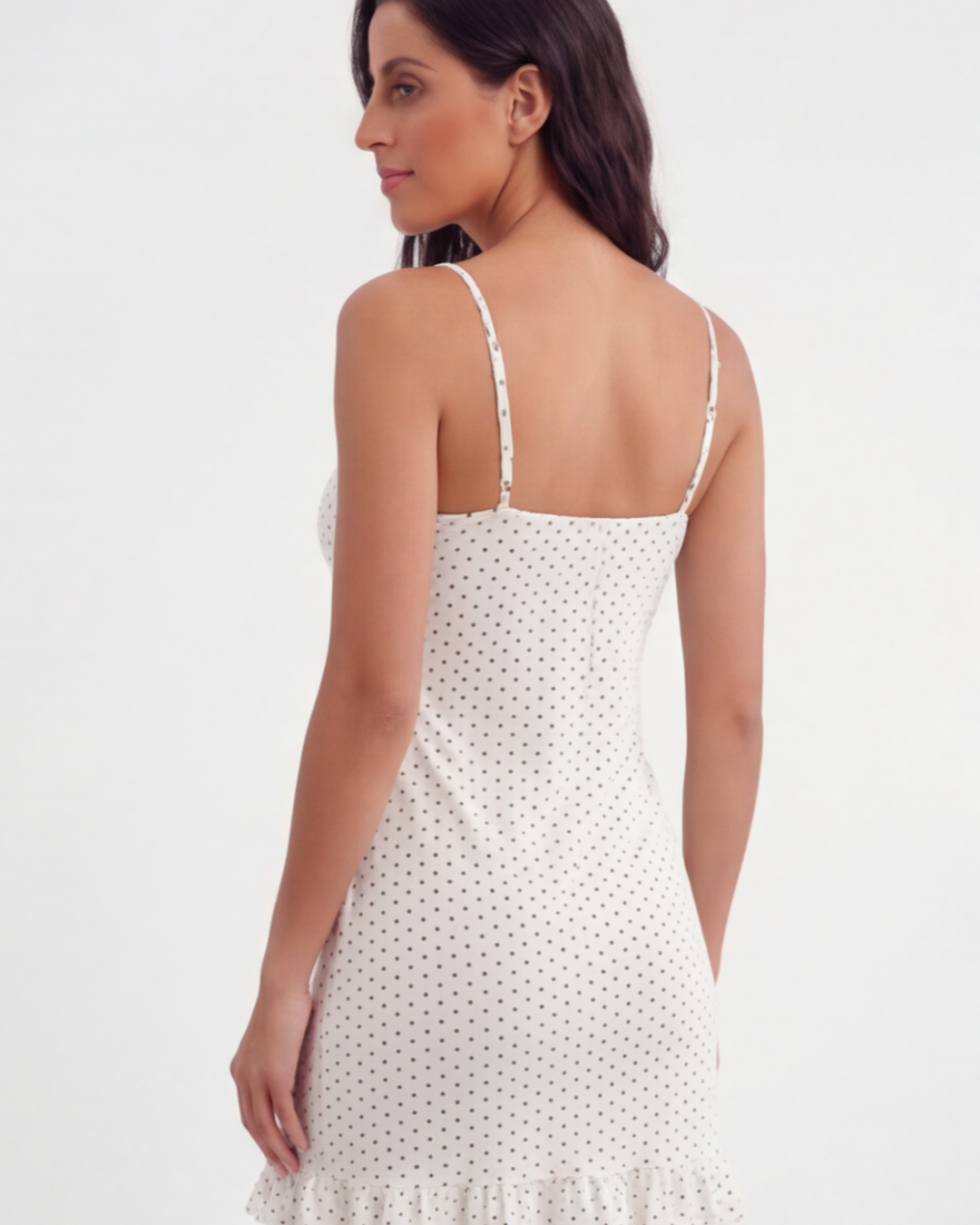 Women’s Summer Polka Dot Mini Nightdress – Elegant Spaghetti Strap Sleepwear