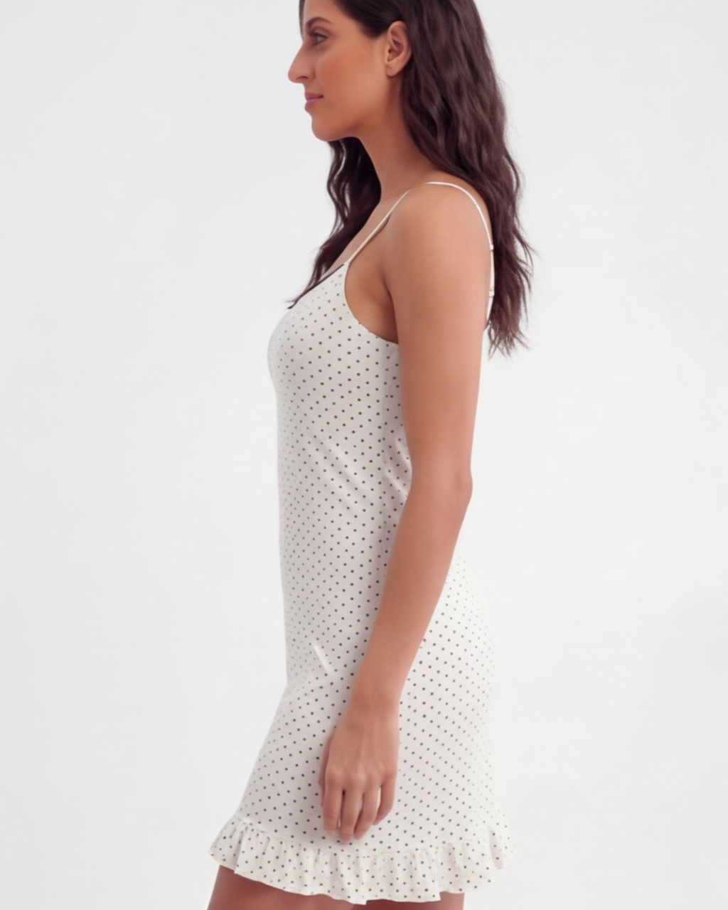 Women’s Summer Polka Dot Mini Nightdress – Elegant Spaghetti Strap Sleepwear