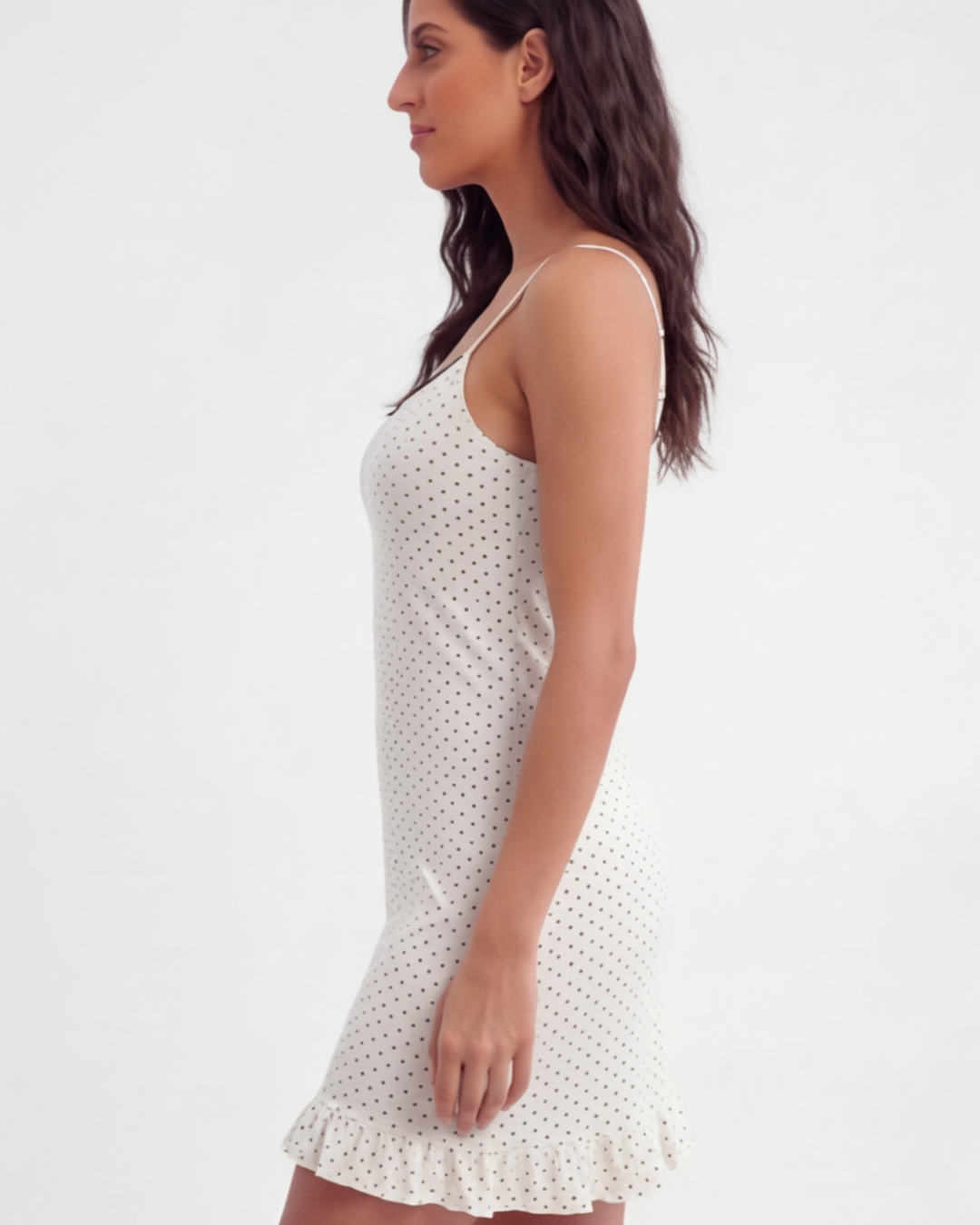 Women’s Summer Polka Dot Mini Nightdress – Elegant Spaghetti Strap Sleepwear