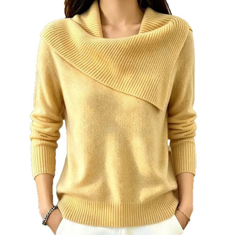 Women's Relaxed Fit Lapel Sweater - Soft Everyday Cozy Knit