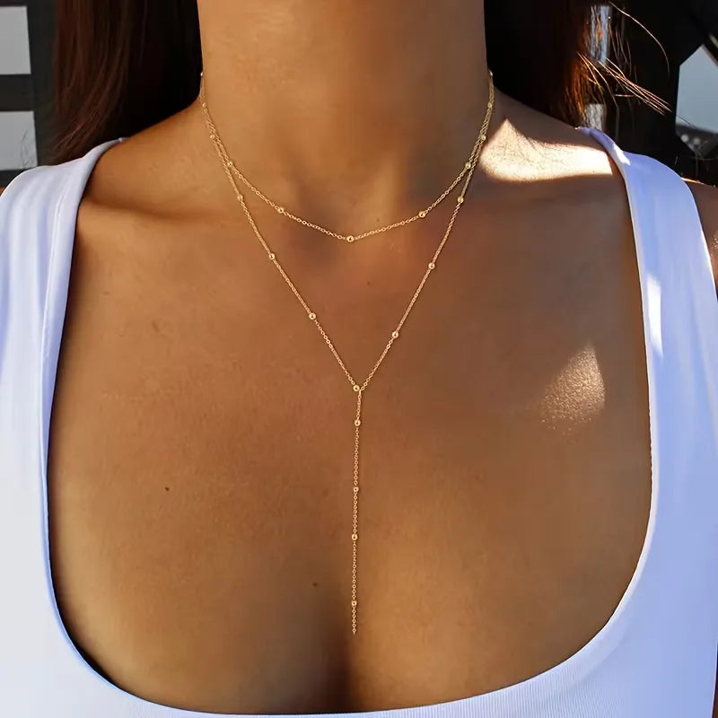 Rice Pearl Fringe Necklace - Delicate and Polished