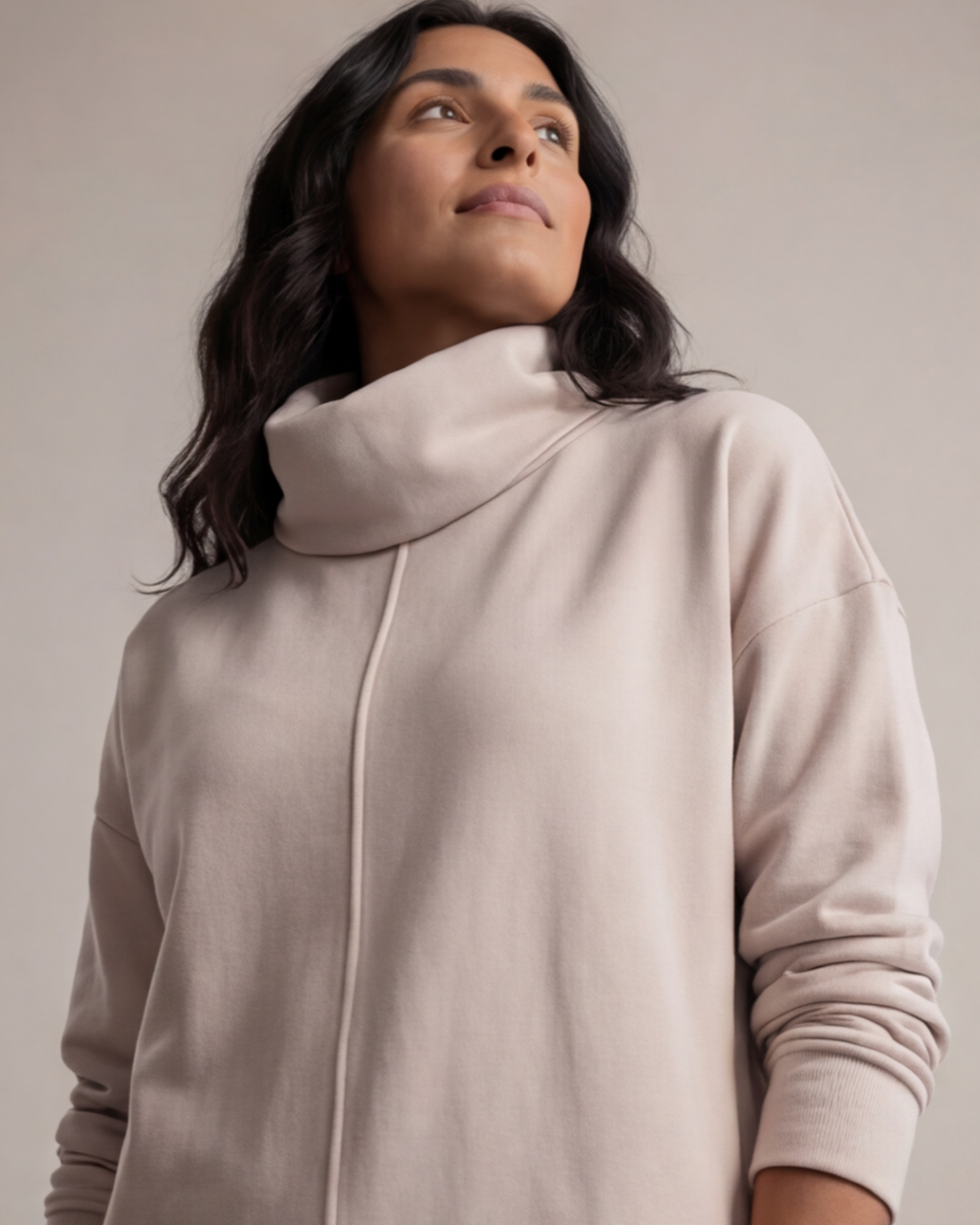 Women’s Turtle Neck Top and Wide-Leg Pants Set – Relaxed Fit Loungewear