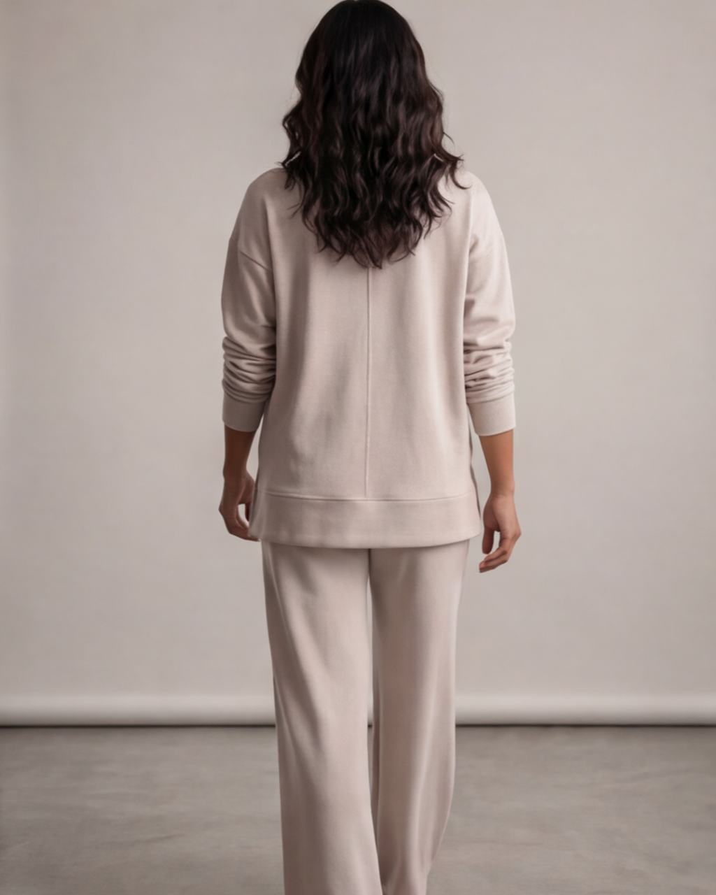 Women’s Turtle Neck Top and Wide-Leg Pants Set – Relaxed Fit Loungewear